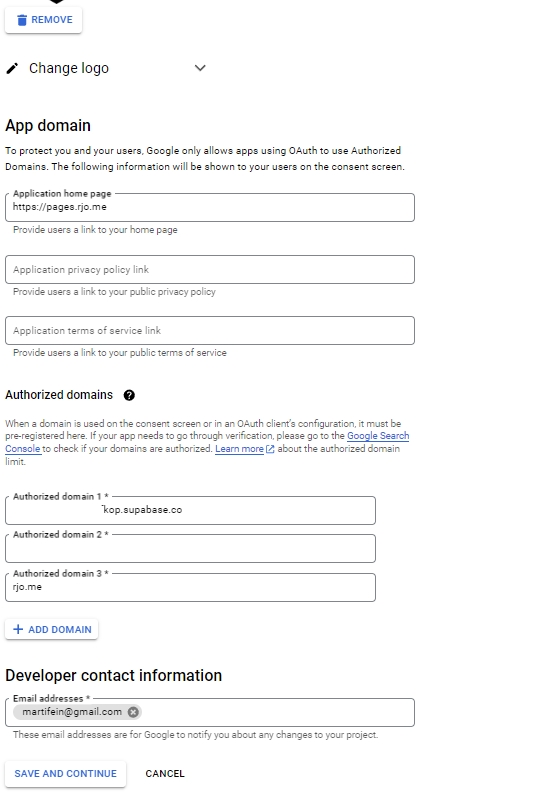 Consent screen