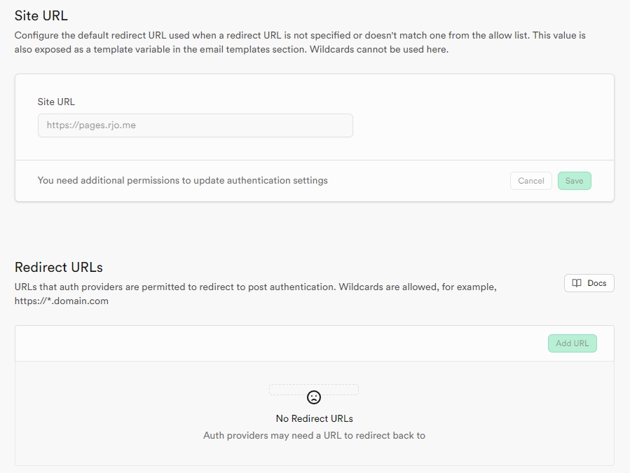 Supabase Url config